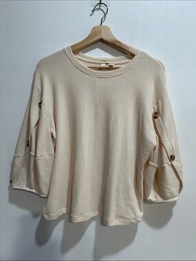 Blue Pepper Women’s Cream Button-Sleeve Oversized Top Sz Small New